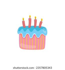 Vector birthday cake sticker, cute element graphic vector.