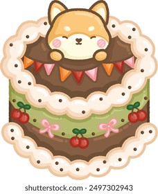 a vector of a birthday cake with a theme
