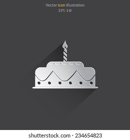 Vector birthday cake web icon. Eps 10.