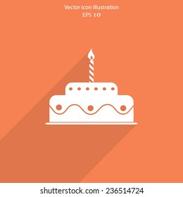 Vector birthday cake web icon. Eps 10.