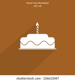 Vector birthday cake web icon. Eps 10.