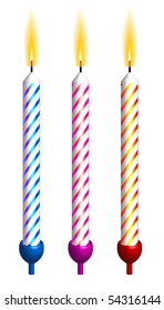 Vector birthday candles. Detailed portrayal