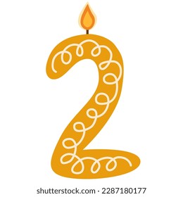Vector birthday candles set in different colors. Number candles,birthday cake candle numbers 2