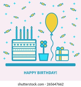 vector birthday card, concept illustration