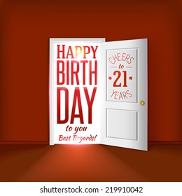Vector birthday card concept. Party invitation illustration. Birth greetings elements.