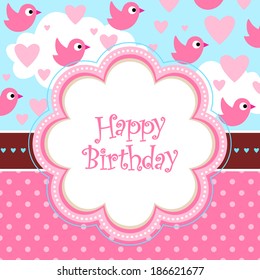 Vector birthday card design. Good for girls.