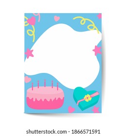 Vector birthday card design. Good for girls. in A4 size