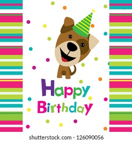 Vector birthday card with a dog