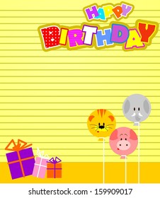 Vector birthday  card with funny animals