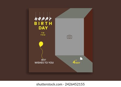 Vector tarjeta de cumpleaños instagram plantilla invitación banner diseño