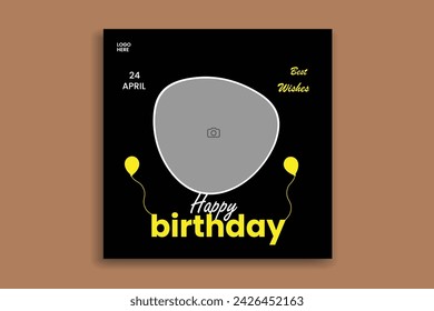 Vector tarjeta de cumpleaños instagram plantilla invitación banner diseño