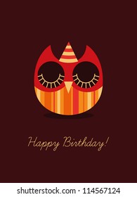 Vector birthday card, vector owl