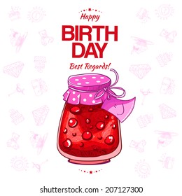 Vector birthday card. Present hand drawing illustration.