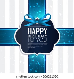 Vector birthday card with ribbon and birthday text