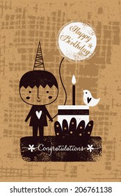 Vector Birthday card with Vintage style