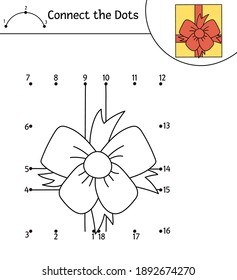 Vector Birthday dot-to-dot and color activity with cute present. Holiday party connect the dots game for children with gift box and bow. Funny coloring page for kids with traditional  symbol