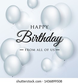 Vector birthday elegant greeting card with blue balloons

