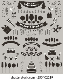 Vector birthday elements set. For using in Birthday designs.