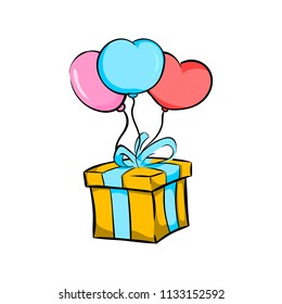 Vector birthday gift and balloon vector