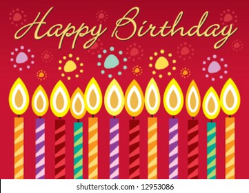 Vector birthday greeting card with candles