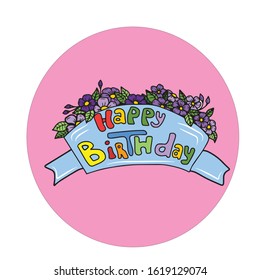 Vector birthday greeting card decorated with flowers. . design for a holiday, banners and postcards.