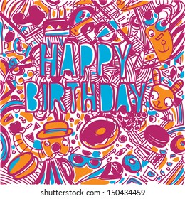 vector birthday greeting card with fun and cheerful colors