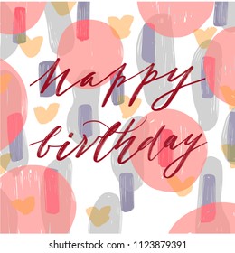 vector birthday hand drawn colored postcard