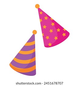 vector birthday hats set on white background.