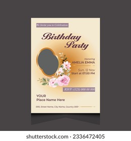 Plantilla de tarjeta de invitación al cumpleaños del vector