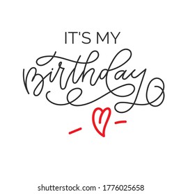 Vector Birthday lettering isolated on white background. Original custom hand lettering for posters, t-shirts, prints, banners.