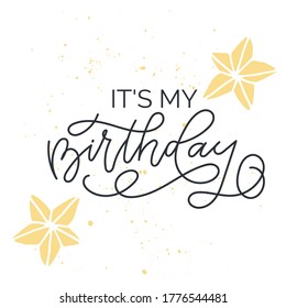 Vector Birthday lettering. Original custom hand lettering. Birthday lettering typography for postcard, card, invitation.