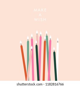 Vector birthday make a wish candles illustration