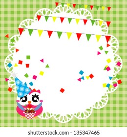 Vector birthday party card with cute owl