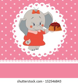 Vector birthday party card with funny elephant