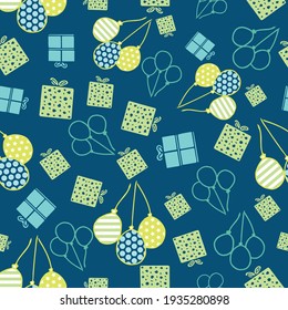 Vector birthday party seamless pattern background, Suitable for birthday party event, decoration, gift wrap, backdrop and other design projects. 