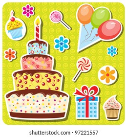 vector birthday party set