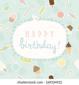 Vector birthday sweet greeting card