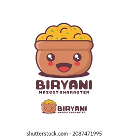 vector biryani cartoon mascot, traditional indian food illustration, suitable for, logos, prints, stickers, etc.