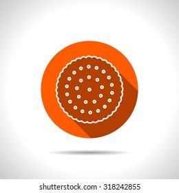 Vector biscuit orange icon with flat shadow 