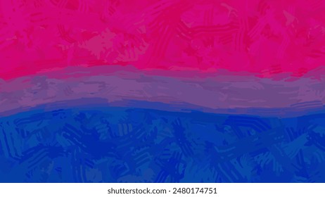 Vector Bisexual Pride Flag. Textured stylish illustration for Pride Month. Stylized background