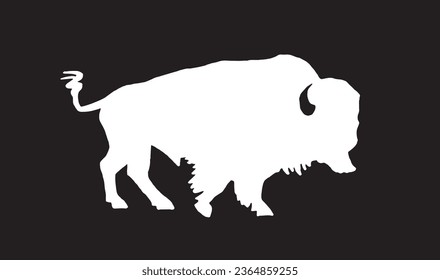 Vector bison isolated on black,white figure graphical illustration