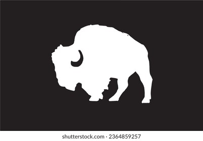 Vector bison isolated on black,white figure graphical illustration