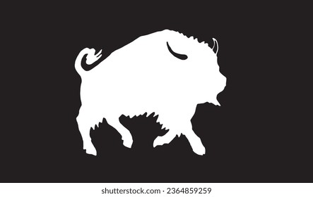 Vector bison isolated on black,white figure graphical illustration