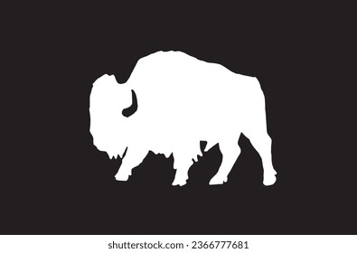 Vector bison isolated on black,white figure graphical illustration