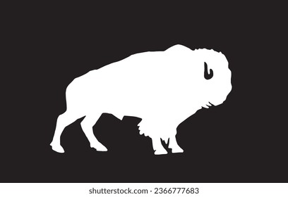 Vector bison isolated on black,white figure graphical illustration