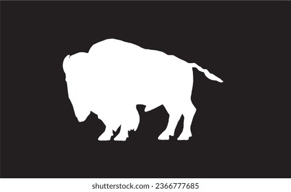 Vector bison isolated on black,white figure graphical illustration