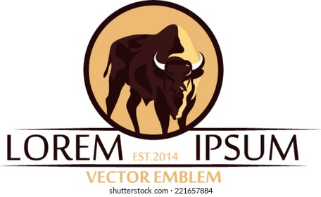 Vector bison label emblem