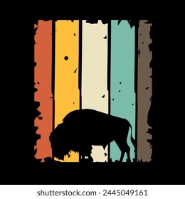 vector of bison silhouette in colorful background perfect for print, apparel, etc 