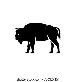 Vector bison silhouette view side for retro logos, emblems, badges, labels template vintage design element. Isolated on white background