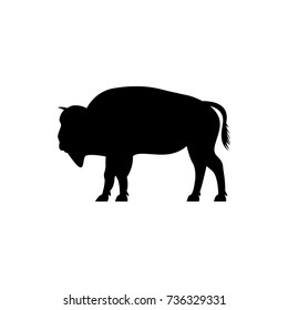 Vector bison silhouette view side for retro logos, emblems, badges, labels template vintage design element. Isolated on white background